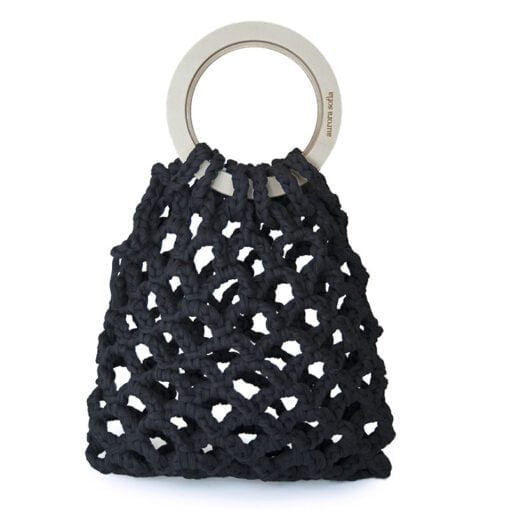 Beautiful and distinctive knitted black handbag